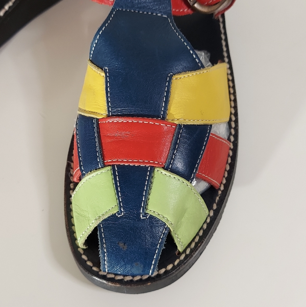 Hanna Anderson Multicolor Leather Ankle Strap Fisherman Sandals Women's Size 36 - Picture 16 of 16